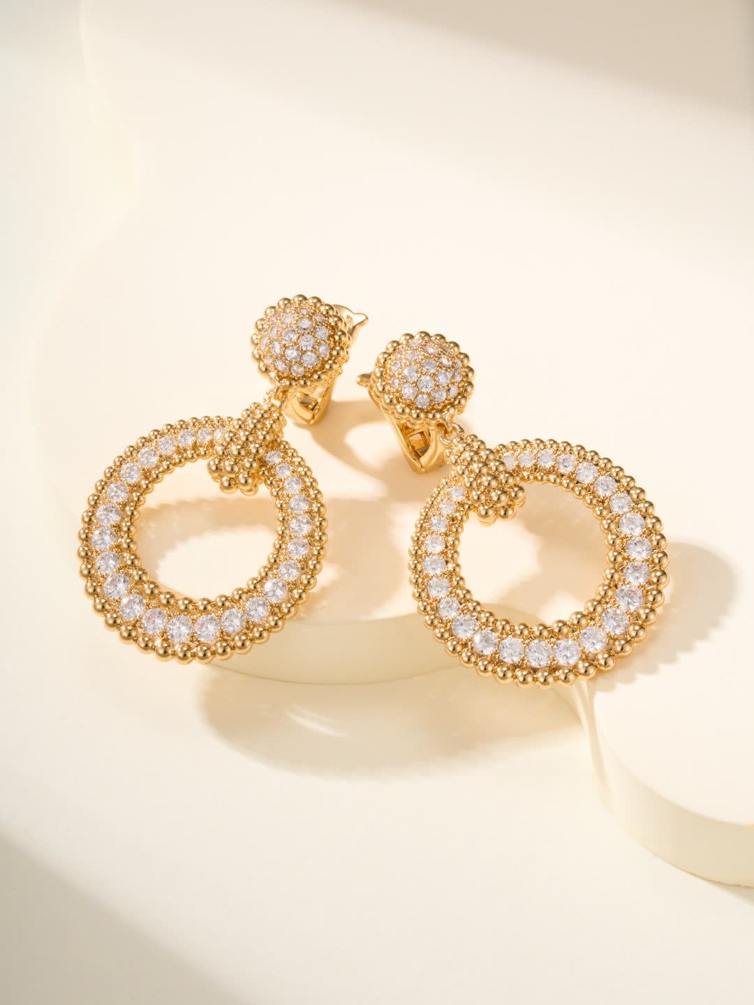 Elegant Gold and Silver Hoop Earrings with Crystal Accents